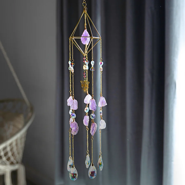 Cleopatra's Jewels: Amethyst Crystal Suncatcher - Gold