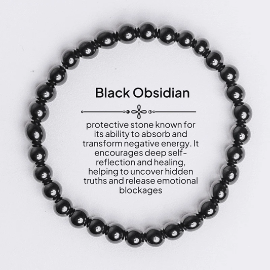Black Obsidian Crystal Bracelet - Protection & Grounding